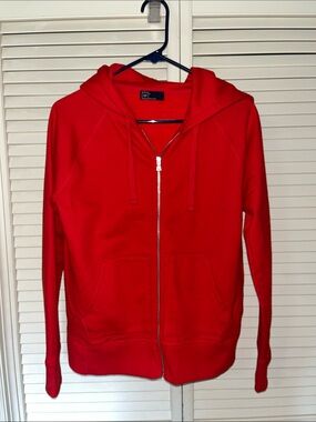 GAP Bright Red Zip Hoodie with Hood